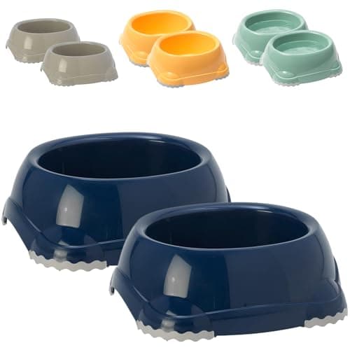 CAT CENTRE Dark Blue Pet Bowls Set, 2x0.3L, Non Slip