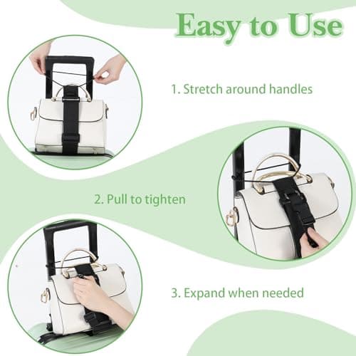 Adjustable Luggage Straps Suitcase Belt for Add a Bag, Lightweight Easy Elastic Wrap Belts for Attaching Extra Bags, Luggage Straps Bag Bungee, Travel Accessories(Black) — view 4