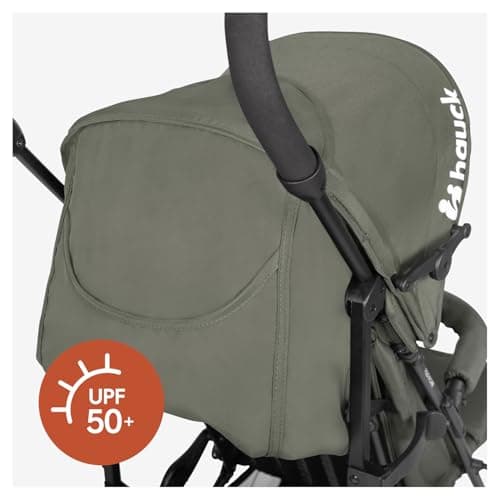 Hauck Fold N Care, Olive - Lightweight Umbrella Pushchair with Raincover from 6 Months to 22 kg, Lie Flat, Compact Fold, Sun Canopy UPF 50+, EVA Wheels, Large Basket, Travel Stroller — view 6