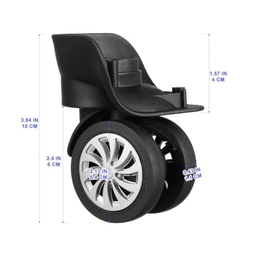 Replacement Wheel Black Plastic for Travel Luggage, Swivel Caster 4pcs — view 6