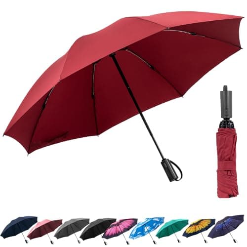 ACEIken Umbrella Reverse Close Folding Windproof for Travel,106cm Burgundy