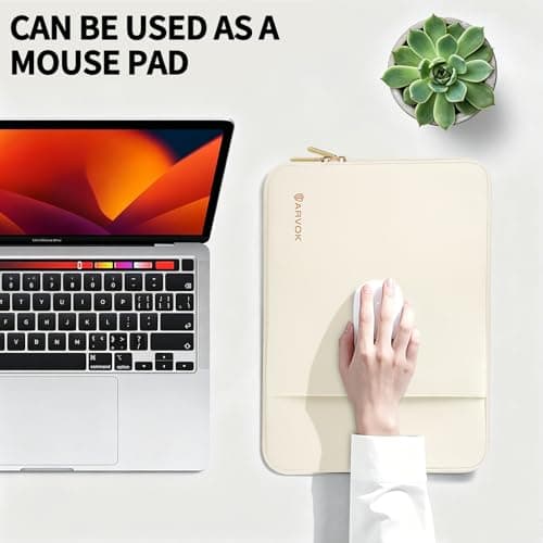 ARVOK Laptop Sleeve Case,Waterproof Notebook Cover for MacBook Air MacBook Pro inch, PVC Computer Carrying Bag with Pocket,Crescent White — view 6