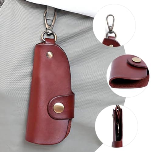 SHINEOFI Multifunctional Prevents Scratching Comprehensive Protection and Pouch with Genuine Leather Material Abrasion Car Key for Home and Travel Storage — view 5
