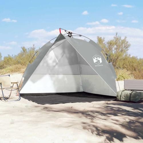 LoogCape Beach Tent Grey Quick Release Waterproof 190T Polyester PU Coating, 205 x 200 x 115 cm, with Carry Bag, Double Zip Entrance, for Beach and Festival — view 2