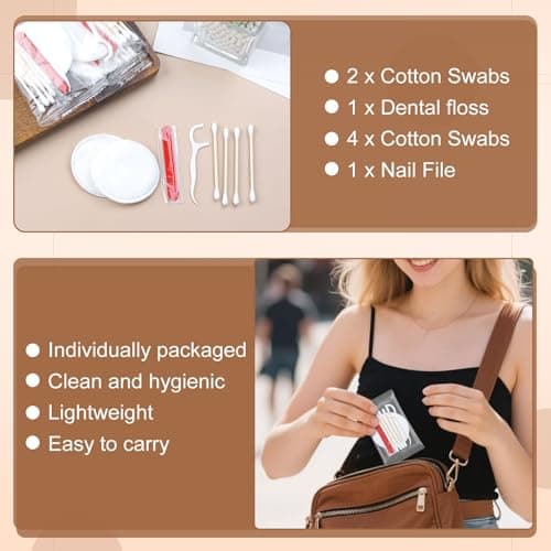 LLHQAMT Hotel Vanity Set, Hotel Supplies Toiletries Individually Packaged, Hotel Vanity Kit With Cotton Pads, Cotton Swabs, Dental Floss And Nail File (30-pack) — view 3