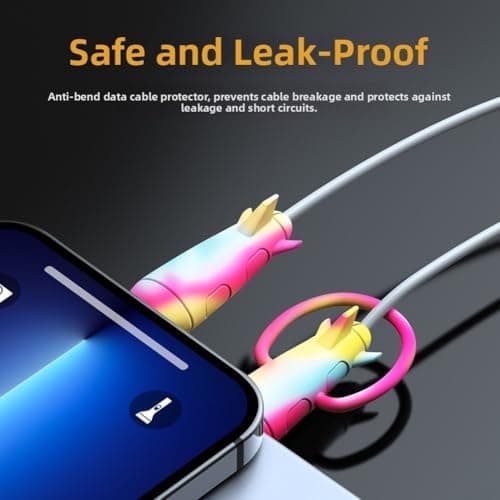 Silicone Cable Protector with Built-in Winder, Non-Slip Cord Organizer for USB-A, USB-C and For Micro-USB Charging Cables, Dual Protection Sleeve for Travel and Home, For Rainbow(D) — view 5