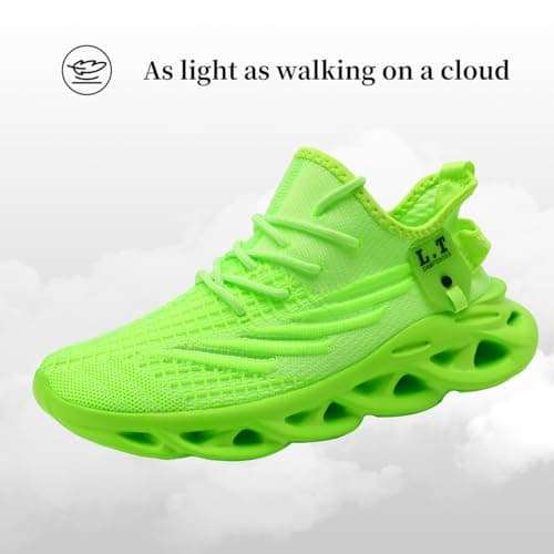 XKOWUO Mens Womens Trainers Walking Running Shoes Non Slip Gym Slip On Tennis Trainers Outdoor Sports Sneakers Lightweight Workout Shoes Green Size 5.5 — view 3