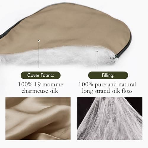 LILYSILK 100% Pure Silk Sleep Mask Blindfold Natural Silk Filled Eyecover Soft Skin-Friendly Sleeping Eye Mask with Adjustable Strap for Women and Men Taupe — view 2