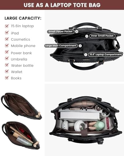 LOVEVOOK Laptop Work Bags for Women with Insulated Lunch Compartment — view 5