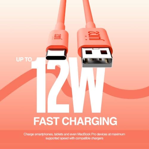 Juice USB Type C 3m Charger and Sync Cable for Samsung Galaxy S20, S10, S9, S8, S20 Plus, Huawei P30, P20, Sony, Apple Ipad 2020, Pro 2020, Air 2020 - Coral — view 3