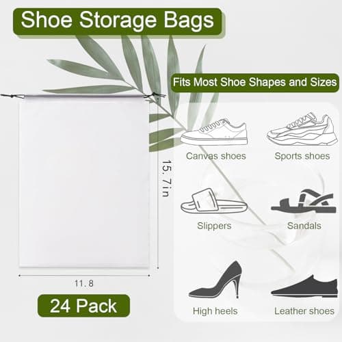 TUHDWJ 24 Pcs Travel Shoe Bags,Dust Proof Shoe Storage Bags, Multi-Purpose Travel Storage Bag, Underwear Bag, Multifunctional Waterproof Shoe Bags Storage, Drawstring Shoe Bag for Men Women. — view 2