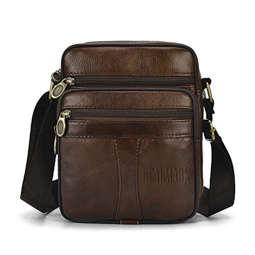 Realmark Men's Leather Shoulder Bags Genuine Leather Cross Body Bag Messenger Business Handbags Small Side Satchel Crossbody Bag