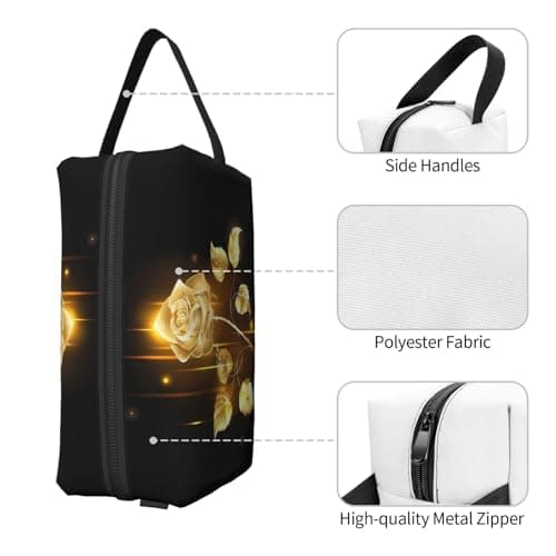 JaoXer Large Travel Cosmetic Bag â€“ Reusable gold rose Print Dopp Kit for Toiletries, Portable Organizer for Men and Women, White, One Size — view 3