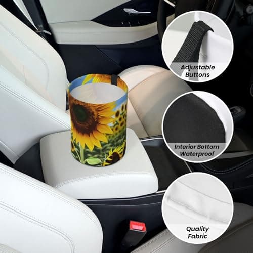 MDATT Yellow Sunflower Car Trash Can Leak-Proof Organizer For Long Road Trips And Family Vacations — view 6