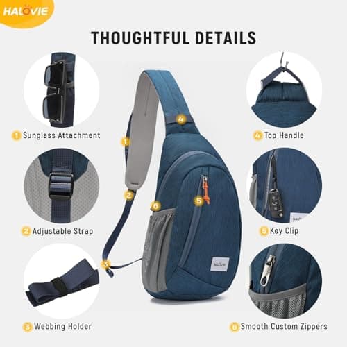 HALOVIE Anti Theft Sling Bag RFID Crossbody Bag Travel Sling Backpack Lightweight Shoulder Chest Bag for Hiking Walking — view 5
