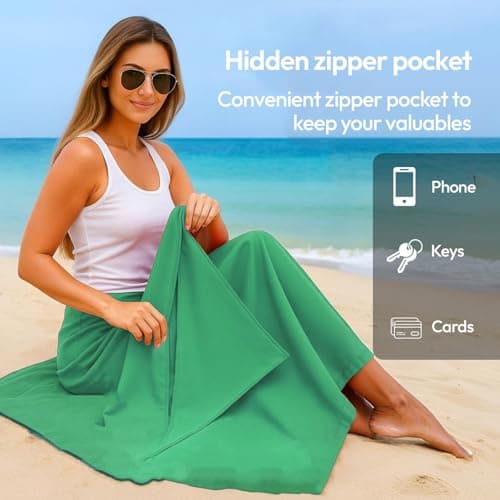 azark Microfibre Towel – Quick Dry, Lightweight & Super Absorbent – Gym, Travel, Yoga, Camping & Beach – Soft & Durable – Multiple Sizes (Mint Green, Large) — view 3