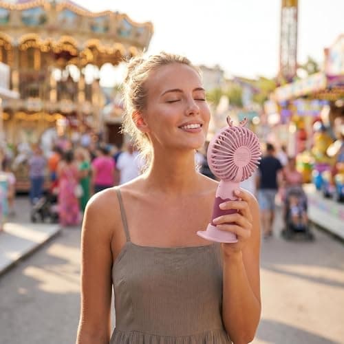 KIAMIOAMDA 4Pack Handheld Fan, USB Rechargeable Portable Mini Fans with Base, Quiet Personal Cooling Fan, Small Desk Fan for Travel, Office, Outdoor, Home, 4 Colors — view 6