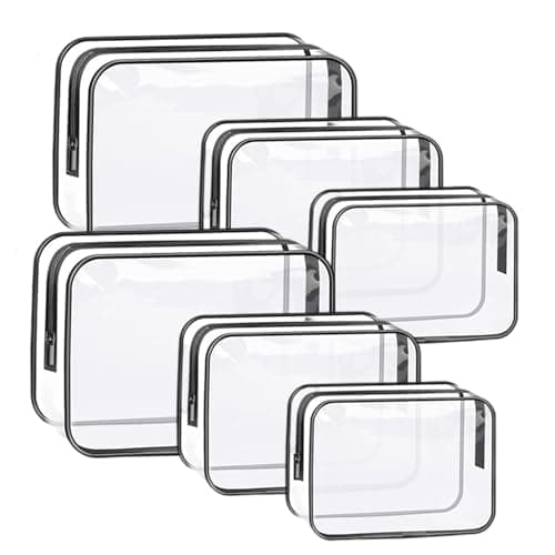 6PCS Clear Travel Cosmetic Bag with Zipper, Clear Toiletry Bags