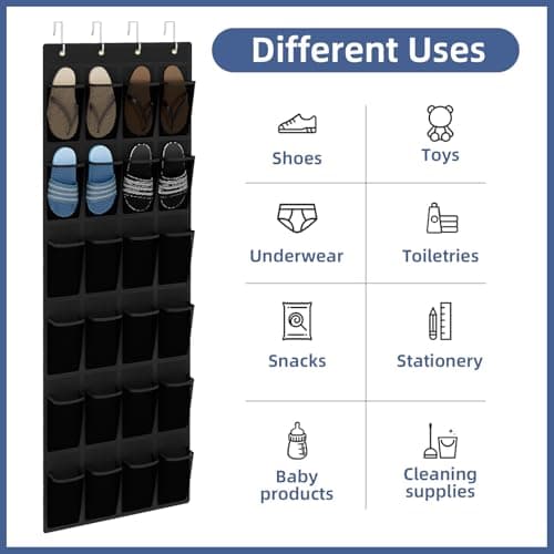 Dailyart Door Shoe Rack Hanging, 24 Large Pockets Hanging Shoe Storage — view 4