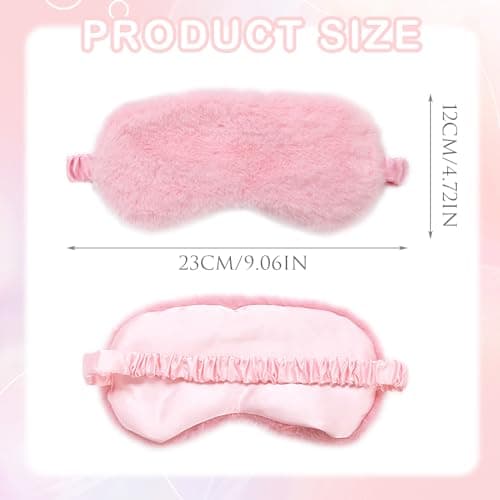 EUPSIIU 6 Pieces Kids Eye Masks for Sleeping, Plush Sleep Mask, Soft Furry Children Eye Covers for Women Girls, Blindfold Elastic Eye Shade for Adults Kids Travel Nap Sleeping Overnight Party (6PCS) — view 2