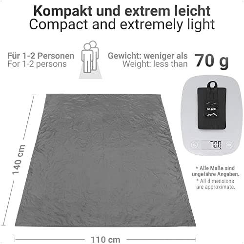 Siegvoll Mini Pocket Beach Mat Picnic Blanket 140 x 110 cm (Grey) — view 2