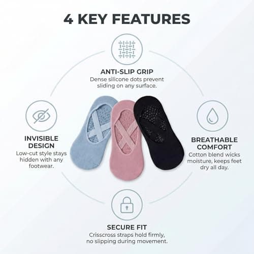 RJTCXJS 6 Pcs Non-Slip Grip Socks for Yoga Pilates — view 4