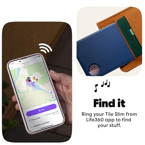 Life360 Tile Slim - Wallet Finder, Bluetooth Tracker and Item Locator for Luggage Tags, Passports and More. Both iOS and Android Compatible. Phone Finder. 1-Pack (Navy Blaze) — view 4
