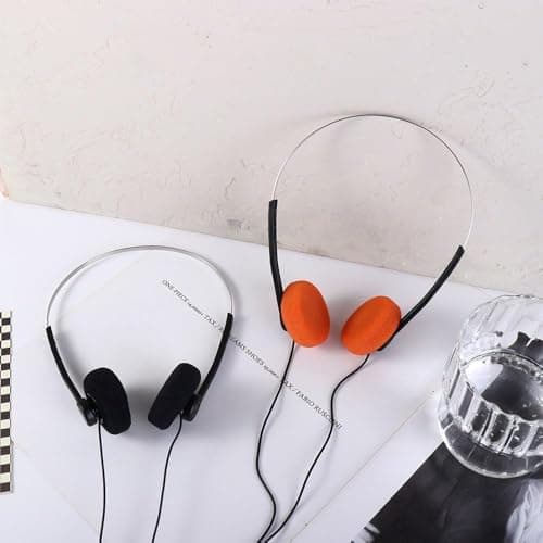 2 Pcs Black Retro On Ear Headphones, Lightweight Portable Headphone with Adjustable Headband, Wired Stereo Headphones, Over-Ear — view 6