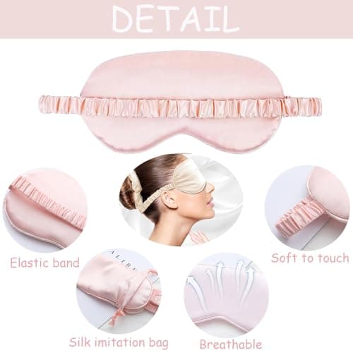 JK Home Plain Satin Sleep Eye Mask Set with Scrunchie Earplugs Storage Bag — view 3