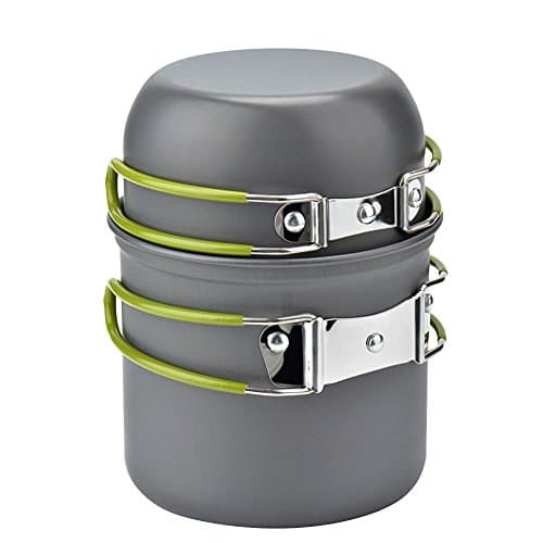 Outdoor Picnic Cookware Set with Non Stick Pot and Pans, 1-2 People Camping Hiking Backpacking Cooking Stove Pot Combination Portable Field Tableware… (cookware set(no stove))