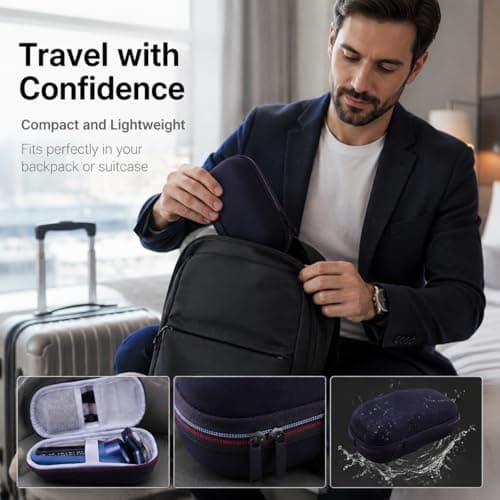 CBMZHF 1 piece, electric shaver storage box, portable charger, with mesh pocket, black — view 5