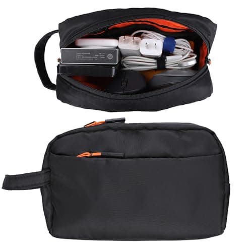 Teskyer Cable Organizer Bag - Portable, Waterproof, Large Capacity, Travel Organiser, Travel Accessories, 23 x 14 x 7 cm, Black