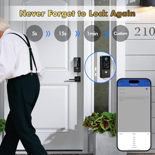 Biometric Smart Lock Deadbolt, Keyless Entry Door Lock with App Control & Remote Code Generation, Electronic Fingerprint Keypad for Home & Bedroom, Auto-Lock, Anti-Peep(Matte Black) — view 4
