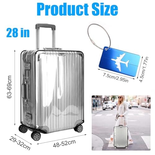 TESSTSY Suitcase Covers for Luggage, 28 inch Transparent PVC Suitcase Cover — view 3