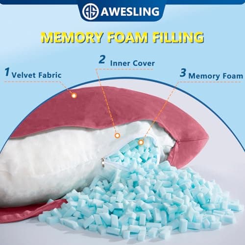 AS AWESLING Shredded Memory Foam U Shaped Maternity Pillow with Cover — view 4