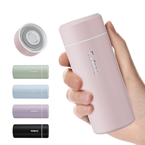 Exllena 【Upgraded】 Small Water Bottle for Handbag – 250ml Mini Flask for Hot & Cold Drinks, Perfect Small Insulated Water Bottle for Travel, Milk, Coffee...(Pink)