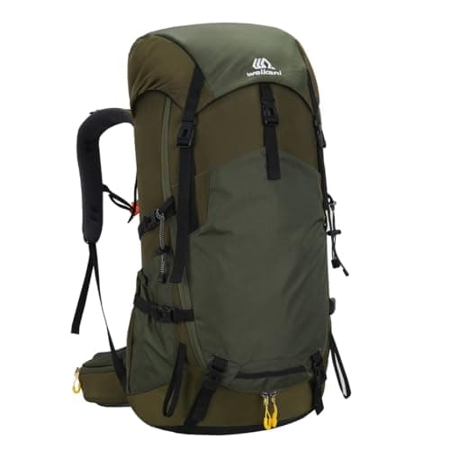 Hnayett 60L Hiking Backpack Waterproof Rucksack Large Camping Bag with Rain Cover for Men Women Lightweight Back Pack for Trekking Walking Cycling Climbing Travelling Outdoor Sports