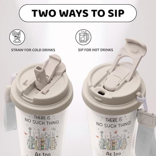 NEIUJADK Book Lovers Gifts Tumbler Stainless Steel 2-in-1 Lid Coffee Tumbler 18 oz Readers Gift Insulated Travel Coffee Mug Book Lovers Reading Accessories Water Bottle for Women Men — view 4