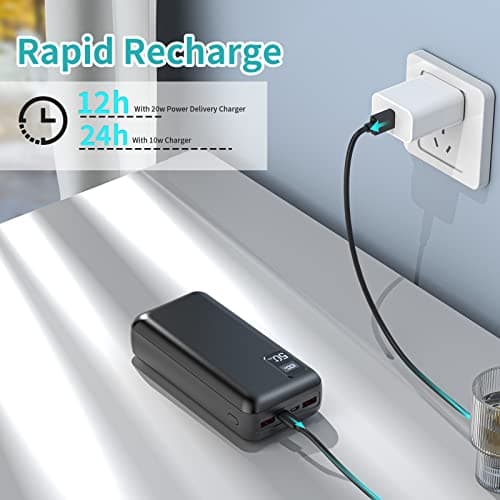 PowerBank 50000mAh large capacity, 22.5W power bank PD20W Fast Charging External Handyakku USB C with LED Display 3 Outputs & 2 Inputs Portable Charger for iPhone16 15 14 13 12 Pro Max — view 5