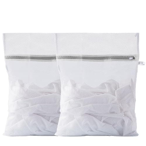Shakeel Mesh Laundry Bags, 2pcs, 50x60cm, Polyester, Zipper Closure, Delicates Wash Bag, Socks, Blouse, Travel, Durable Mesh, Water Permeable