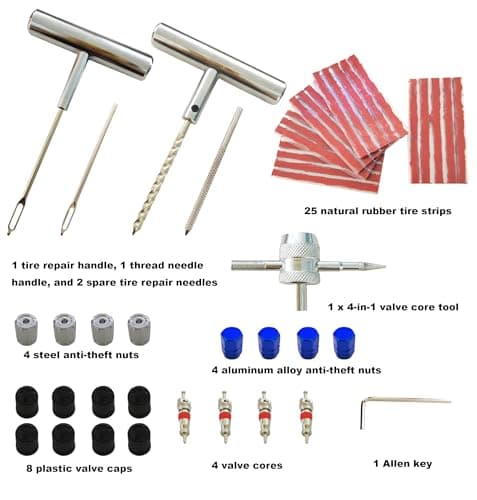 52pcs tyre Repair kit, Heavy Duty car tyre Puncture Repair kit, tubeless tyre Repair kit with Storage Case, tyre Plug Repair kit for car, Motorcycle, Truck, Van, ATV, Tractor, etc. — view 2