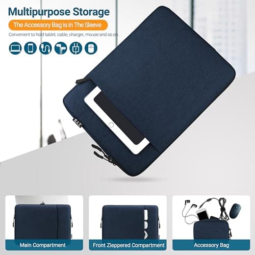 ZYB 15.6 Inch Laptop Notebook Sleeve Protective Case with Accessory Bag,Shockproof Waterproof Laptop Case 15.6 Inch for 15'' Lenovo ThinkPad IdeaPad Acer ASUS HP Dell Chromebook Mac Pro 16,Blue — view 5