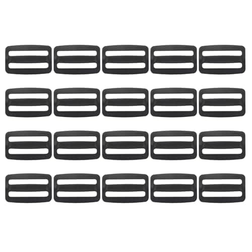 PATIKIL Plastic Slide Buckle 1 Inch(25mm), 20 Pack Rectangle Tri-Glide Slider Webbing Strap Belt Adjuster for Dog Collar Harness Belt Backpack Bags Making DIY Replacement, Black
