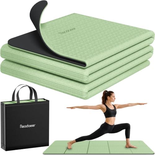 Foldable Yoga Mat for Travel, Non-Slip Exercise Pilates Fitness Mat, Green