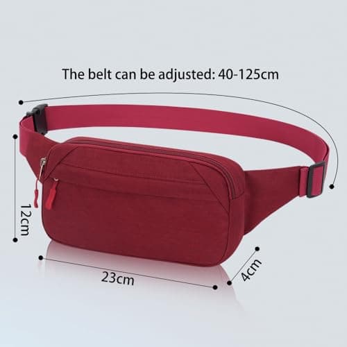 Bumbag Waterproof Bum Bag Waist Fanny Pack Running Belt for Men Women Unisex Bum Bag with Adjustable Belt for Outdoors Workout Hiking Gifts for Ladies Boys (Red) — view 5