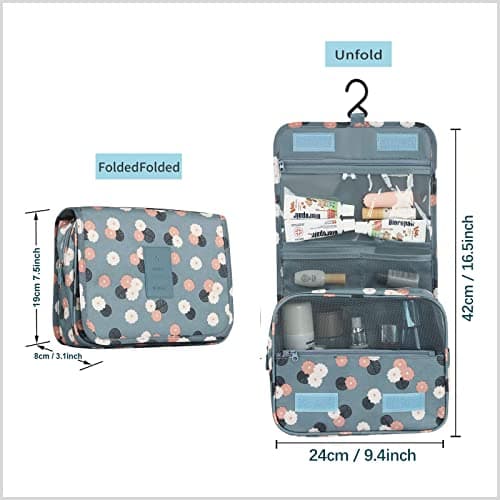 PATILWON Hanging Wash Bag Toiletry Bag for Women - Foldable Washbag Cosmetics Toiletries Organizer, Waterproof Wash Bag for Female Girls and Kids Travel — view 4