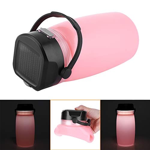GUOHOQIX Multi-Functional Solar Power Bank Water Bottle, LED Lamp, 600ml Large Capacity, USB Charging for Phones (Pink) — view 6