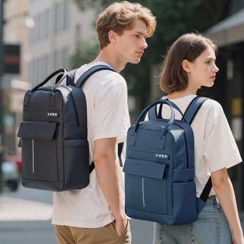 Lekespring Laptop Backpack 15.6 Inch, Waterproof Work Leather Bag — view 2