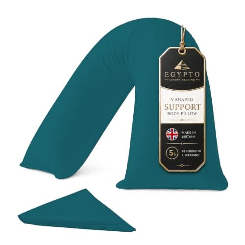 EGYPTO Orthopaedic V Pillow with Pillowcase | Anti-Allergy V Shaped Pillows for Neck & Back | Ideal for Pregnancy, Nursing & Recovery Triangle Pillow (Teal)