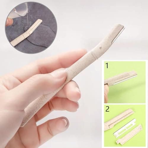 Lanjue 6PCS Dermaplaning Face Blades, Beige Wheat Straw Razor Set for Women — view 4